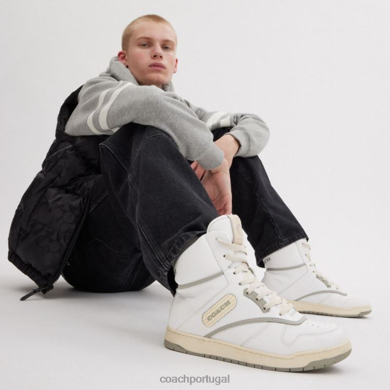 Coach homens tênis cano alto c202 óptica branca 6B20P743