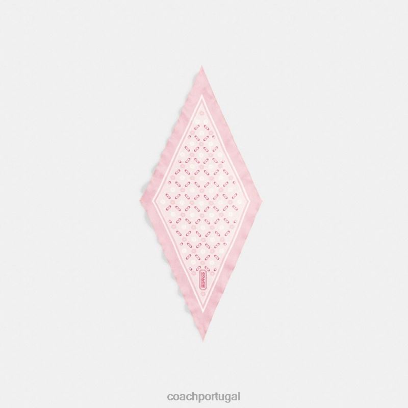 Coach mulheres lenço de diamante de seda com estampa de rosa chá flor rosa 6B20P609