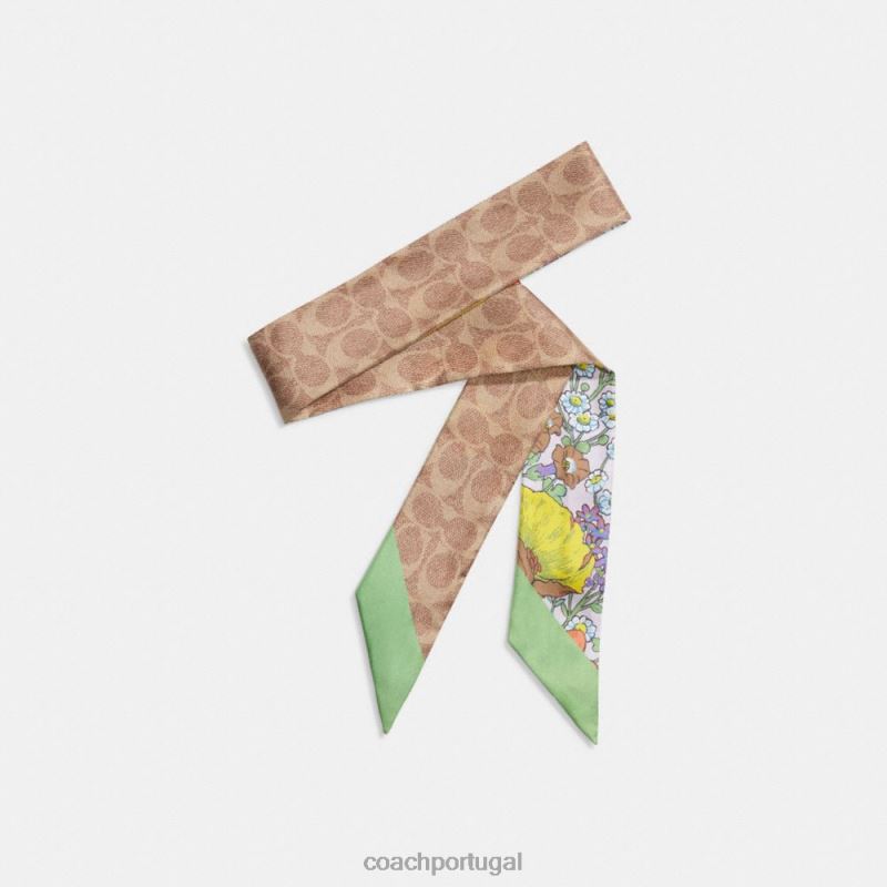 Coach mulheres lenço skinny de seda com estampa floral de jardim misto multi/lilás 6B20P597