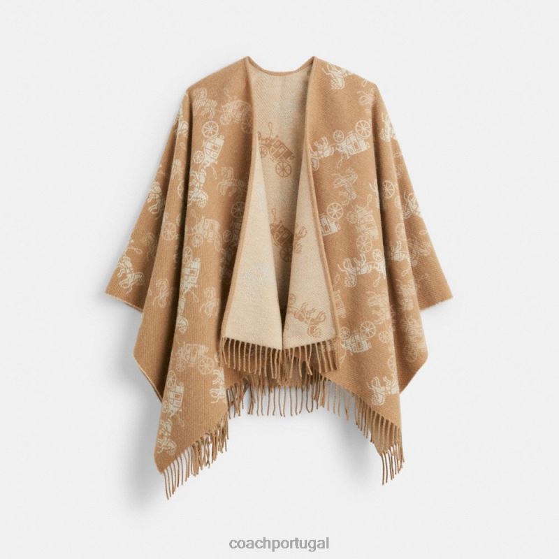 Coach mulheres poncho reversível para cavalo e carruagem aveia 6B20P555