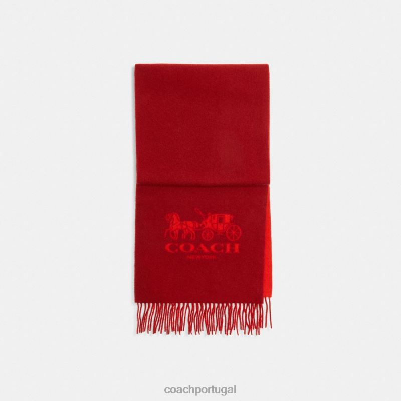 Coach mulheres silenciador de caxemira bicolor para cavalo e carruagem esporte vermelho/esmalte vermelho 6B20P582