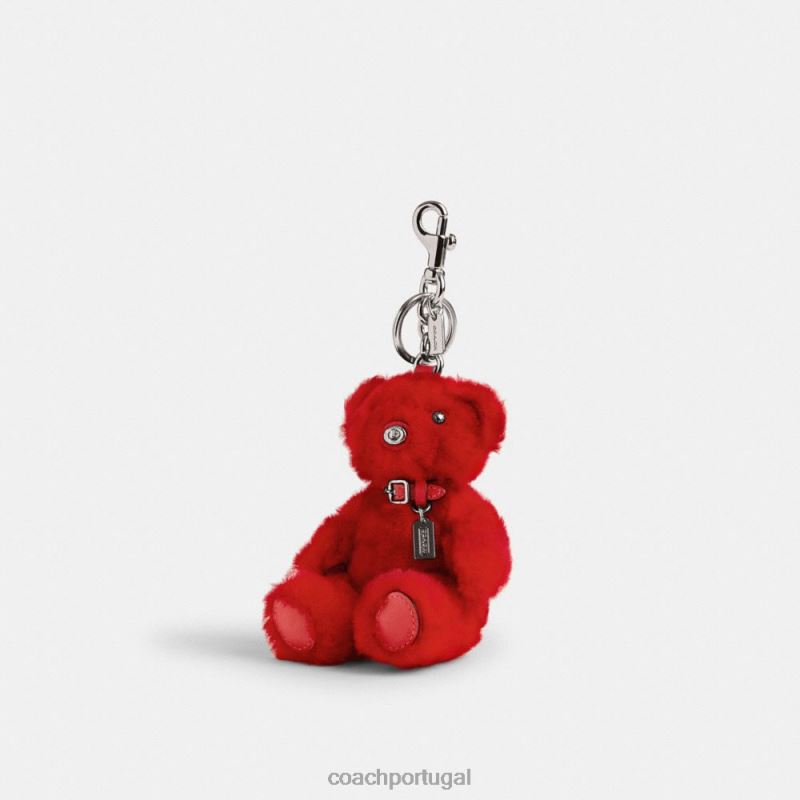 Coach mulheres charme de bolsa de urso em shearling exclusivo lh/esporte vermelho multi 6B20P522