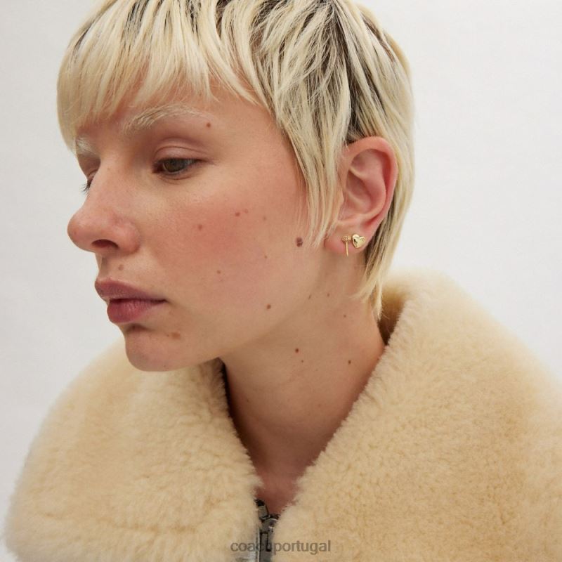 Coach mulheres conjunto de brincos coração e pirulito dourado/multicolorido 6B20P539