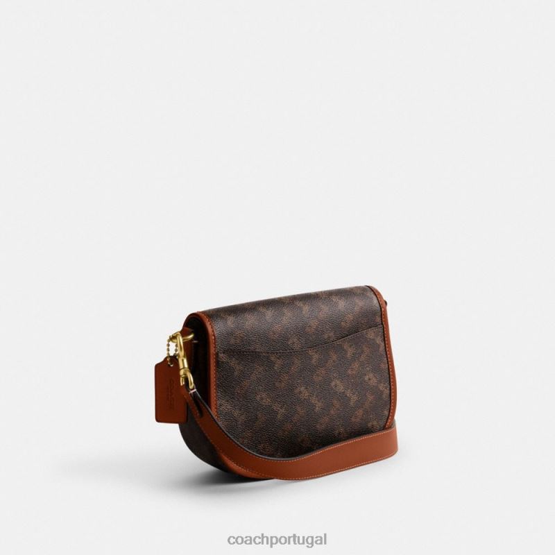 Coach mulheres bolsa crossbody harley com estampa de cavalo e carruagem b4/trufa âmbar polido 6B20P24