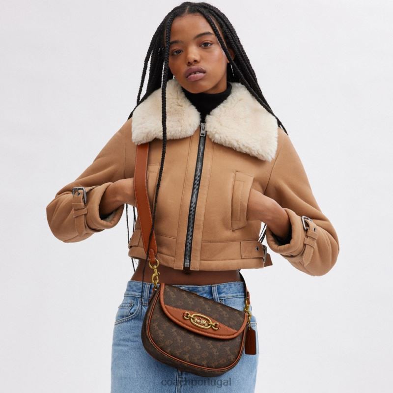 Coach mulheres bolsa crossbody harley com estampa de cavalo e carruagem b4/trufa âmbar polido 6B20P24