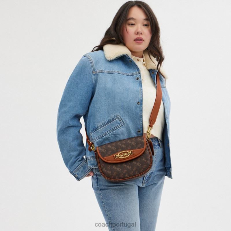 Coach mulheres bolsa crossbody harley com estampa de cavalo e carruagem b4/trufa âmbar polido 6B20P24