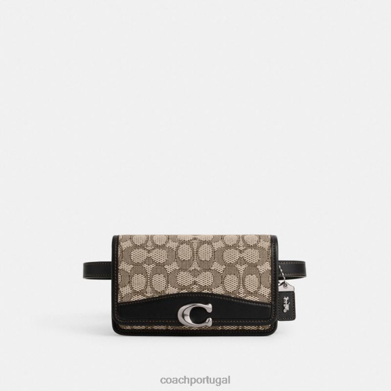 Coach mulheres bolsa de cinto bandit em jacquard exclusivo lh/cacau preto 6B20P11