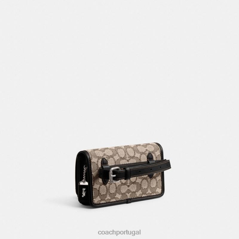 Coach mulheres bolsa de cinto bandit em jacquard exclusivo lh/cacau preto 6B20P11
