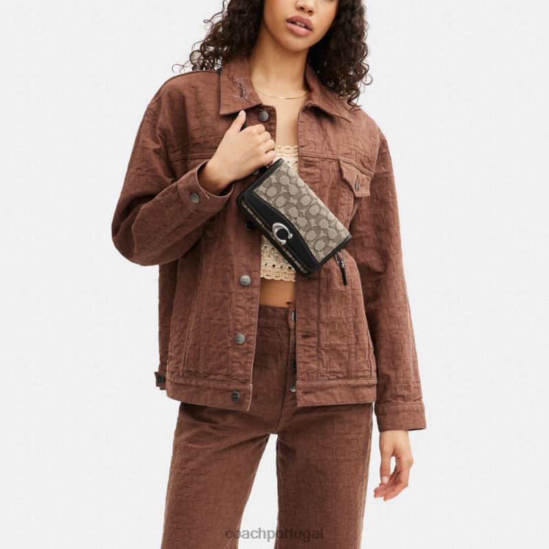 Coach mulheres bolsa de cinto bandit em jacquard exclusivo lh/cacau preto 6B20P11