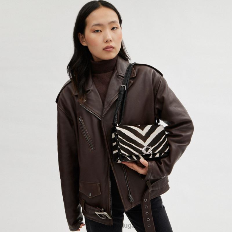 Coach mulheres bolsa de ombro bandido com estampa de zebra lh/zebra 6B20P1