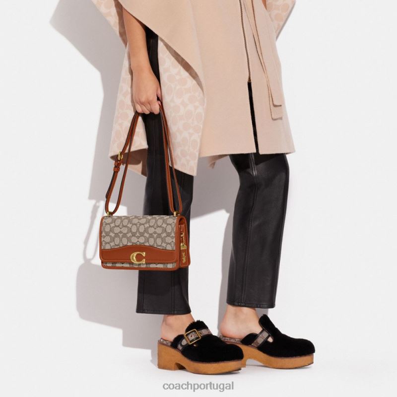 Coach mulheres bolsa tiracolo bandit em tecido jacquard exclusivo b4/cacau polido amb 6B20P13