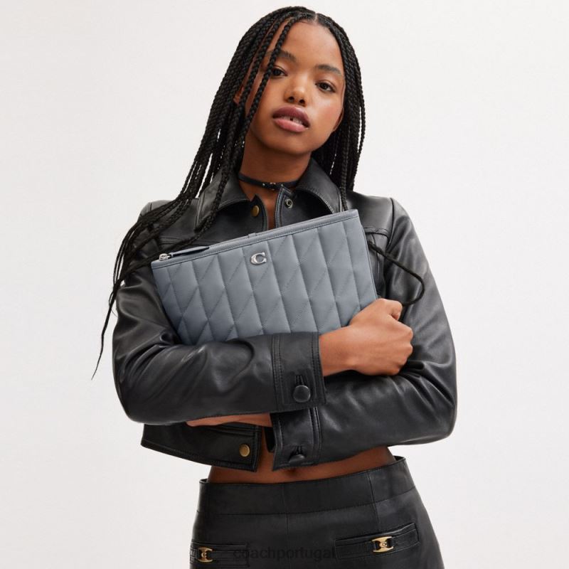 Coach mulheres bolsa 28 com travesseiro acolchoado lh/cinza azul 6B20P309