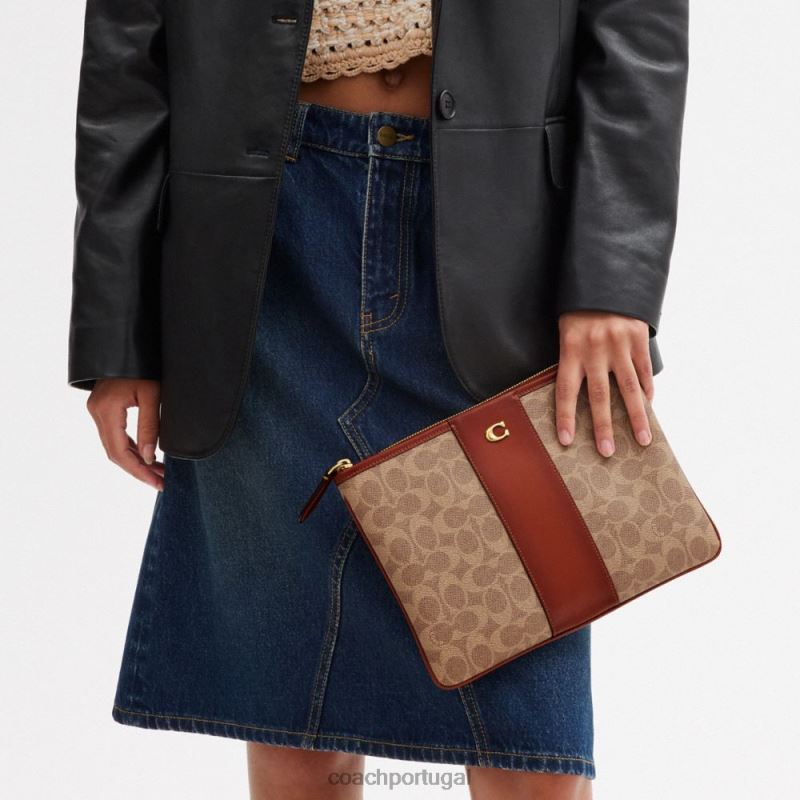 Coach mulheres bolsa 28 em lona exclusiva b4/ferrugem bronzeada 6B20P315