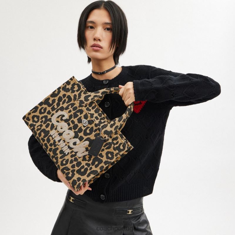 Coach mulheres bolsa cargo com estampa de leopardo lh/leopardo 6B20P293