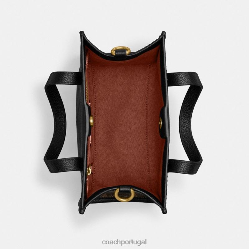 Coach mulheres bolsa de campo 22 com estampa de cavalo e carruagem b4/trufa preta 6B20P297