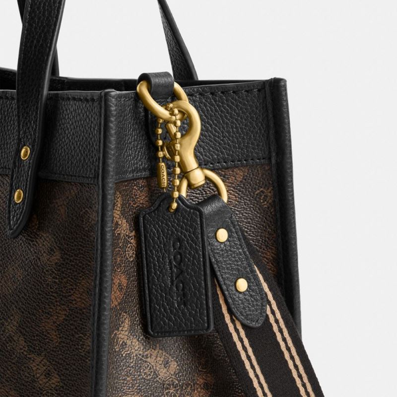 Coach mulheres bolsa de campo 22 com estampa de cavalo e carruagem b4/trufa preta 6B20P297