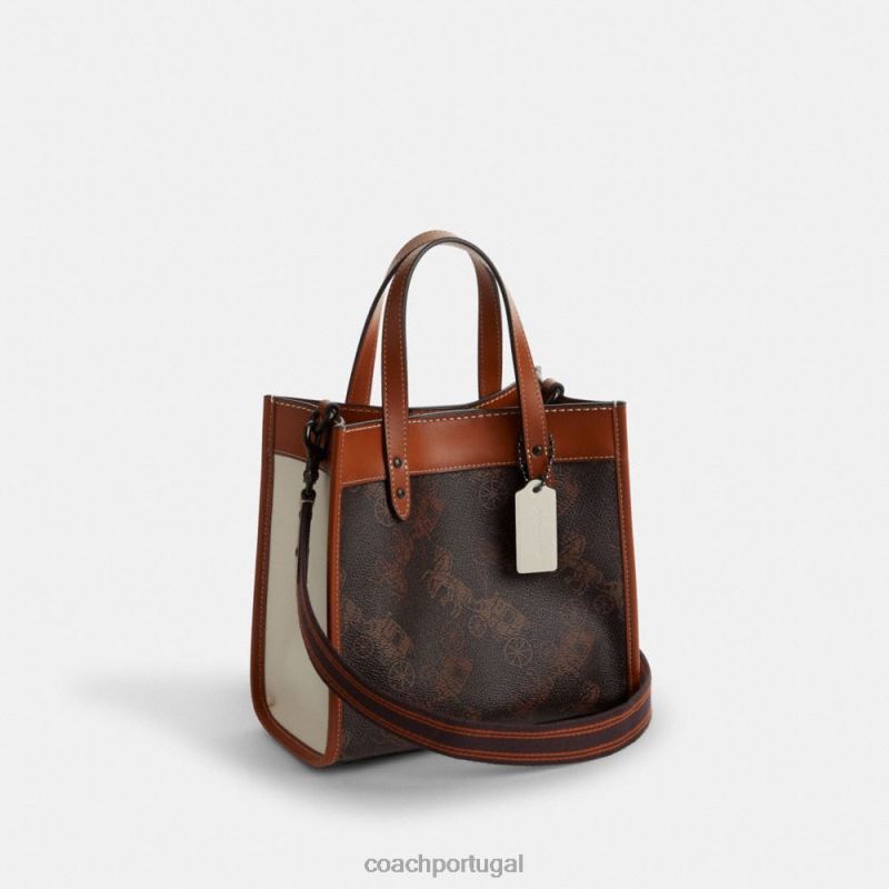 Coach mulheres bolsa de campo 22 com estampa grande de cavalo e carruagem v5/trufa âmbar polido 6B20P296