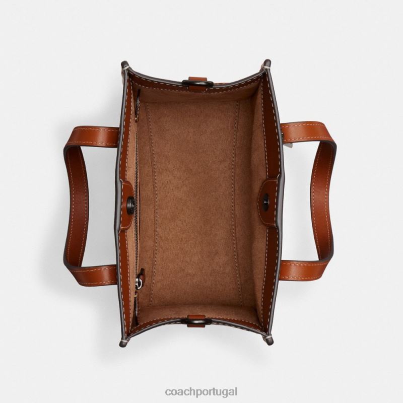 Coach mulheres bolsa de campo 22 com estampa grande de cavalo e carruagem v5/trufa âmbar polido 6B20P296