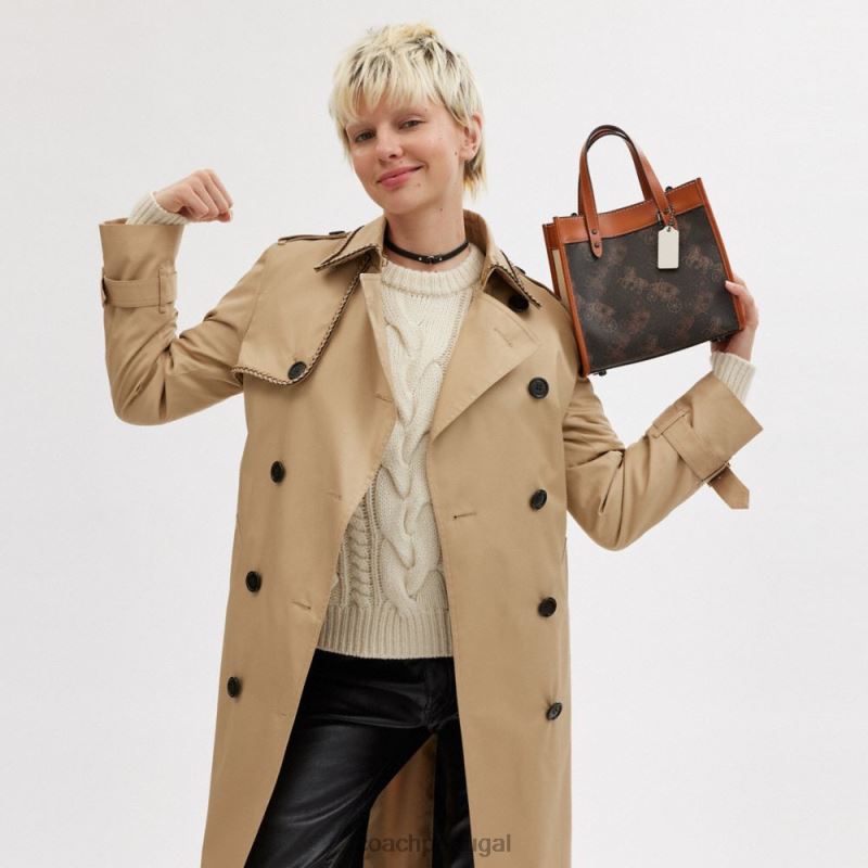 Coach mulheres bolsa de campo 22 com estampa grande de cavalo e carruagem v5/trufa âmbar polido 6B20P296