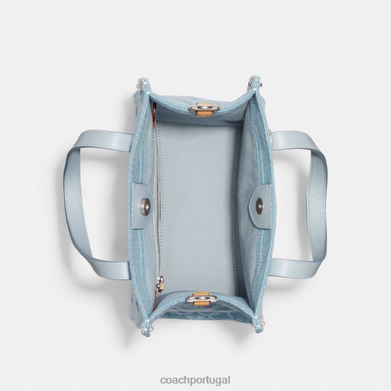 Coach mulheres bolsa field 22 em jeans exclusivo lh/azul claro 6B20P302