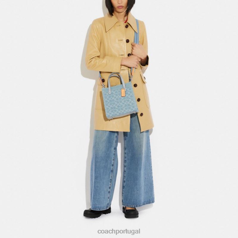 Coach mulheres bolsa field 22 em jeans exclusivo lh/azul claro 6B20P302