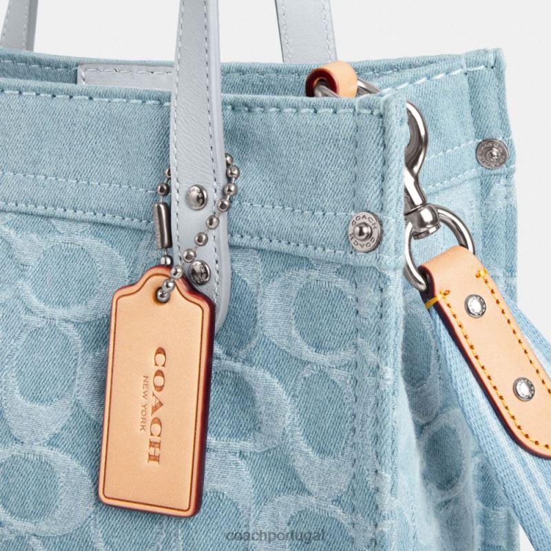 Coach mulheres bolsa field 22 em jeans exclusivo lh/azul claro 6B20P302