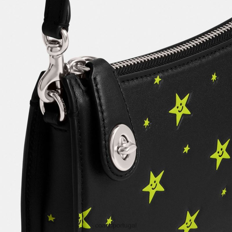 Coach mulheres bolsa de ombro cosmic coach penn com estampa de estrela lh/preto multi 6B20P71