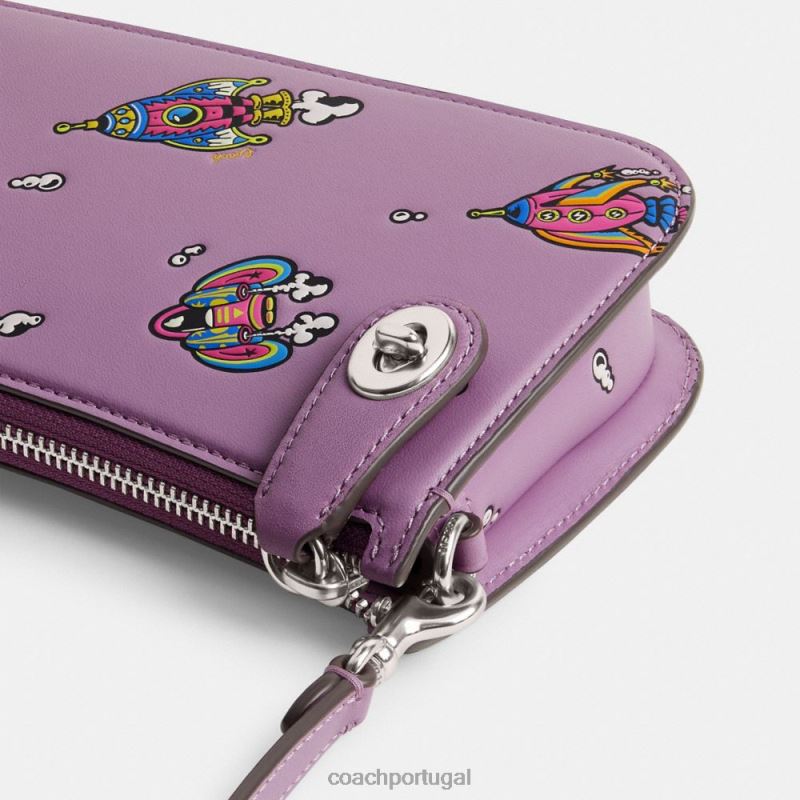 Coach mulheres bolsa de ombro cosmic coach penn com estampa de foguete lh/orquídea violeta multi 6B20P69