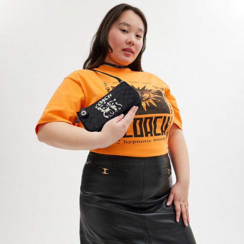 Coach mulheres bolsa de ombro lil nas x drop penn em lona exclusiva lh/lh/gatinho lockup preto 6B20P62