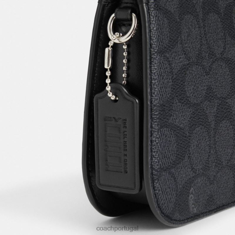 Coach mulheres bolsa de ombro lil nas x drop penn em lona exclusiva lh/lh/gatinho lockup preto 6B20P62