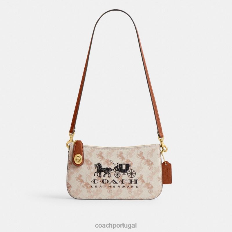 Coach mulheres bolsa de ombro penn com estampa de cavalo e carruagem b4/giz âmbar polido 6B20P73