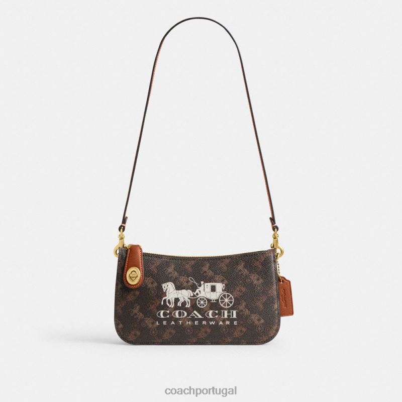 Coach mulheres bolsa de ombro penn com estampa de cavalo e carruagem b4/trufa âmbar polido 6B20P74