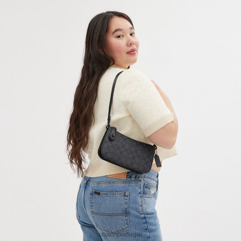 Coach mulheres bolsa de ombro penn em lona exclusiva mw/carvão/preto 6B20P65