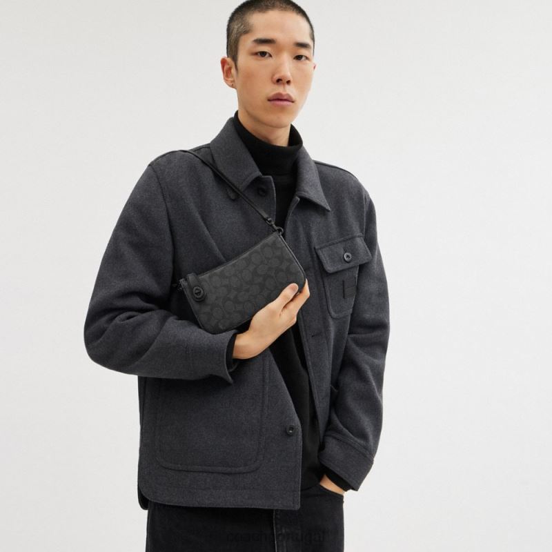 Coach mulheres bolsa de ombro penn em lona exclusiva mw/carvão/preto 6B20P65