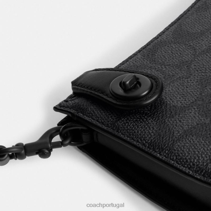 Coach mulheres bolsa de ombro penn em lona exclusiva mw/carvão/preto 6B20P65