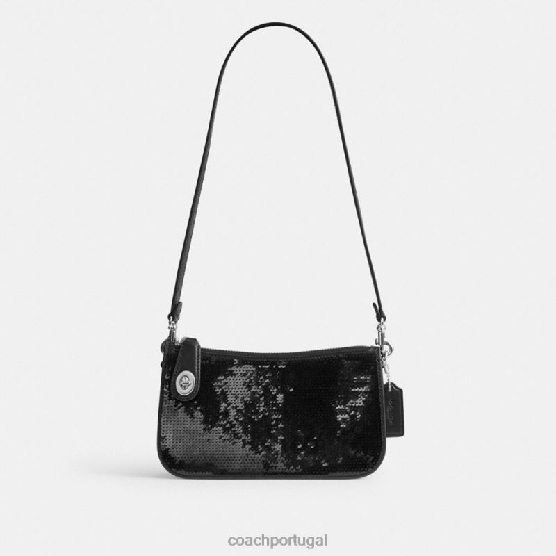 Coach mulheres bolsa penn com lantejoulas lh/preto 6B20P70