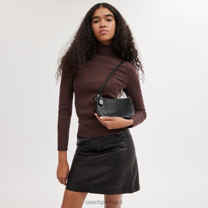 Coach mulheres bolsa penn com lantejoulas lh/preto 6B20P70