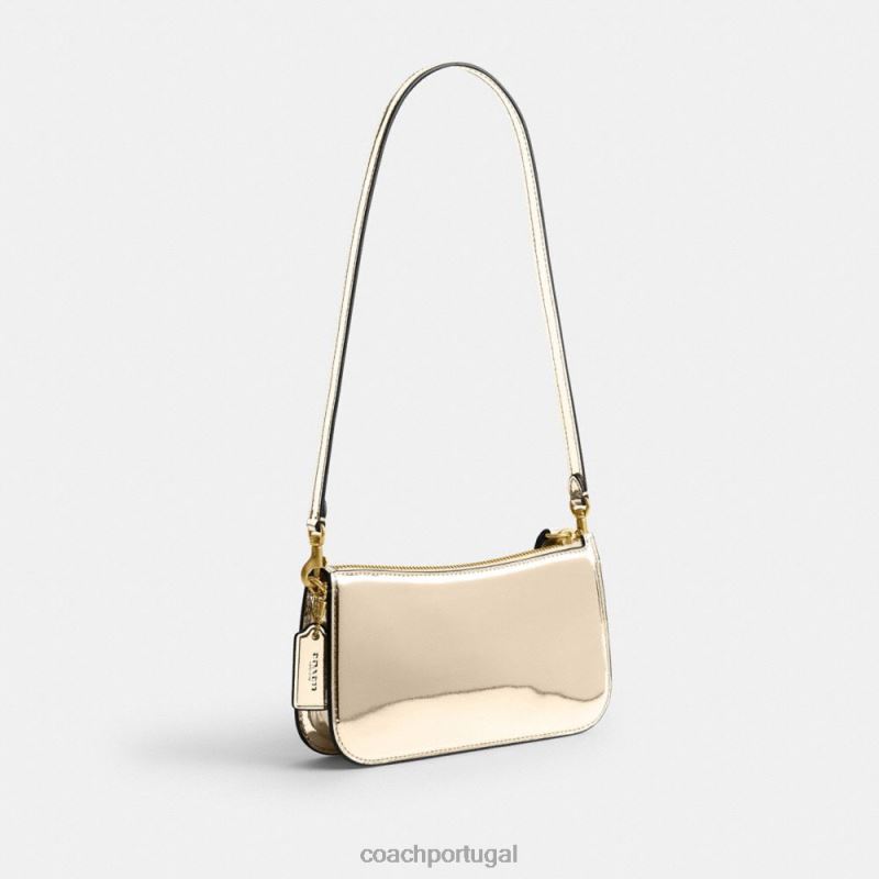 Coach mulheres bolsa penn em prata metalizada b4/ouro 6B20P68