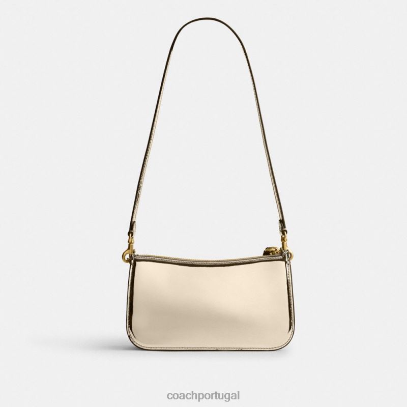 Coach mulheres bolsa penn em prata metalizada b4/ouro 6B20P68
