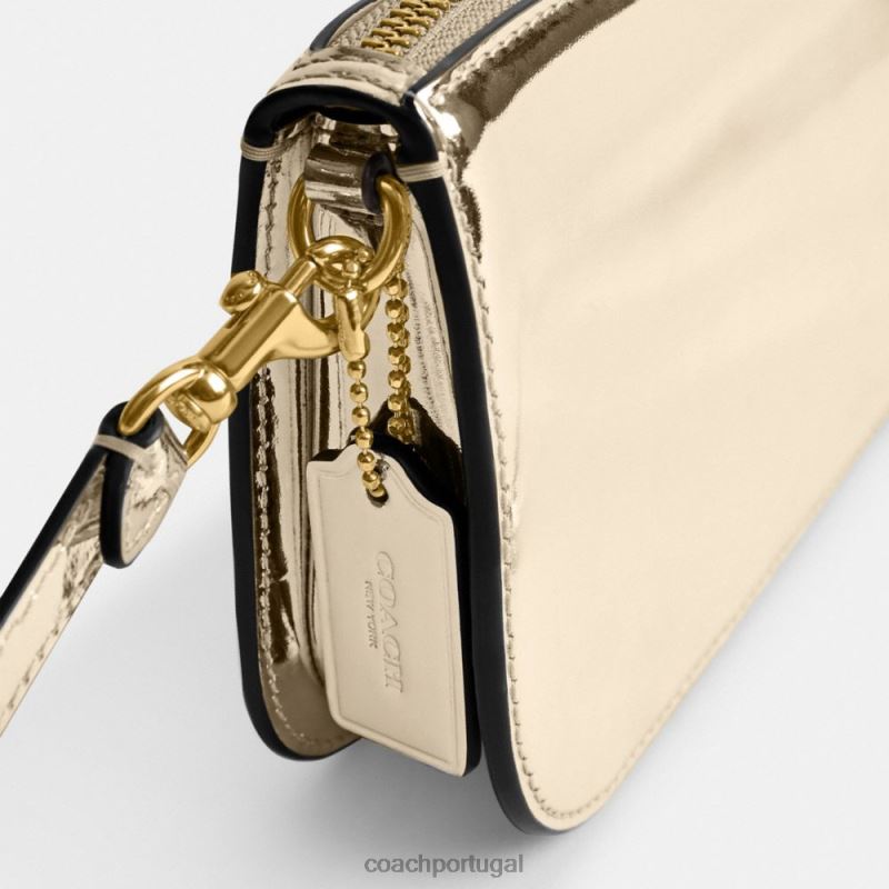 Coach mulheres bolsa penn em prata metalizada b4/ouro 6B20P68