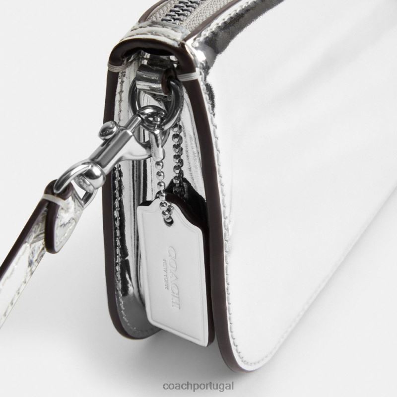 Coach mulheres bolsa penn em prata metalizada lh/prata 6B20P72
