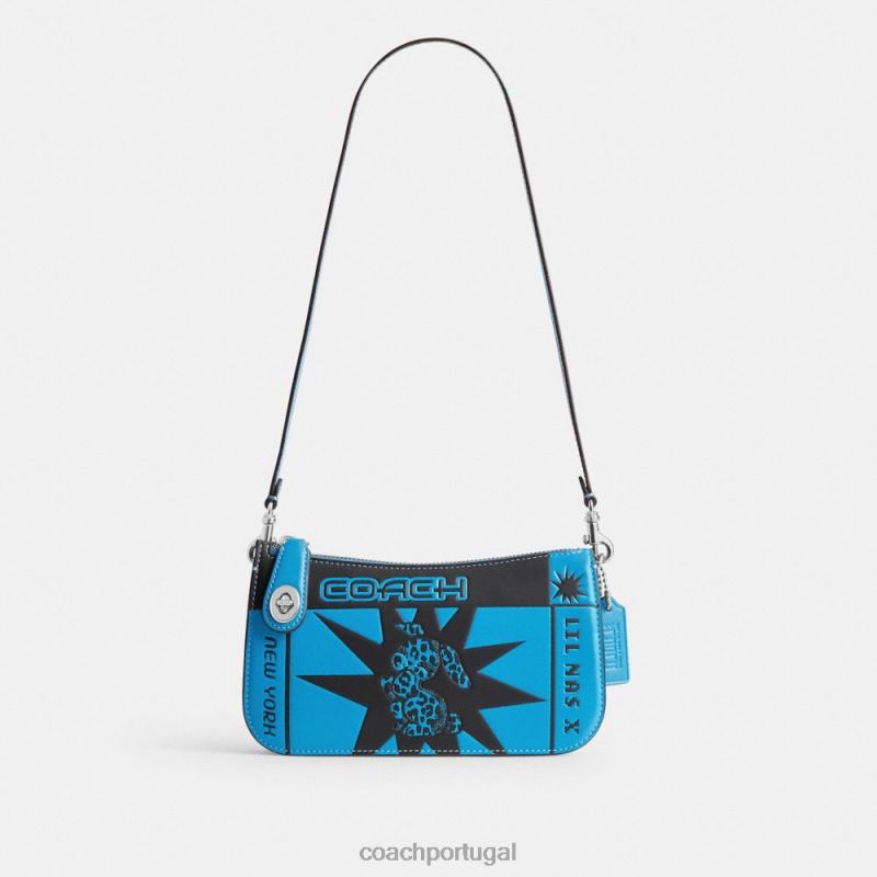 Coach mulheres bolsa tiracolo lil nas x drop penn folheto lh/lh/coelho montero azul 6B20P64