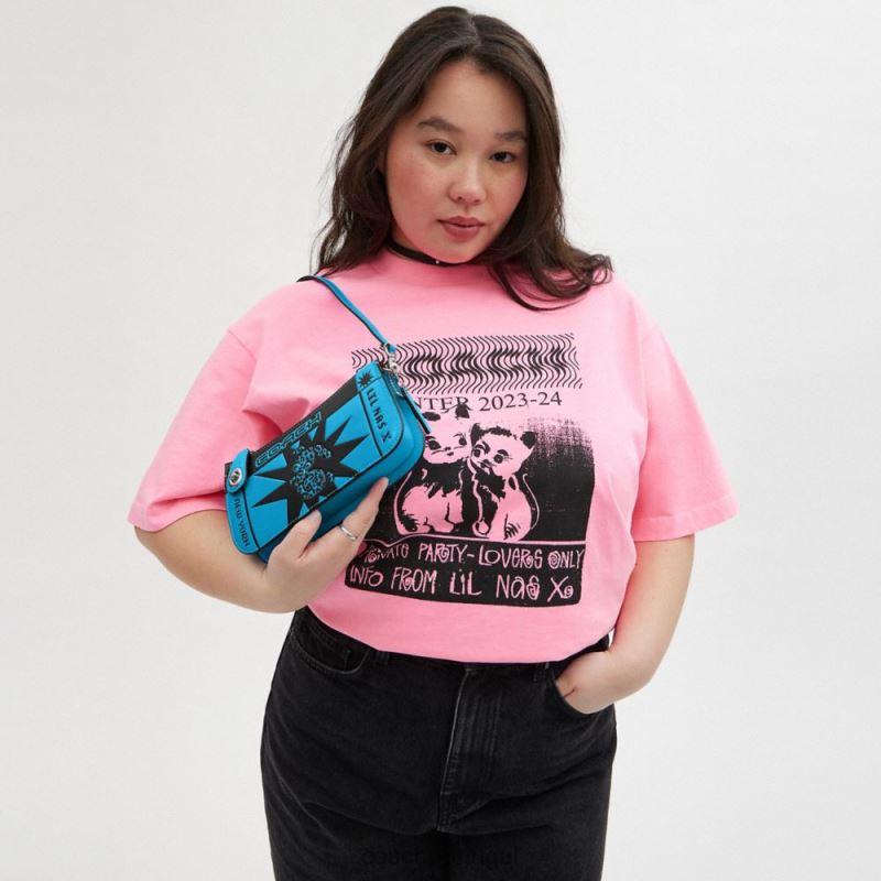 Coach mulheres bolsa tiracolo lil nas x drop penn folheto lh/lh/coelho montero azul 6B20P64