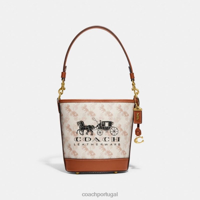 Coach mulheres bolsa bucket dakota 16 com estampa de cavalo e carruagem b4/giz âmbar polido 6B20P20