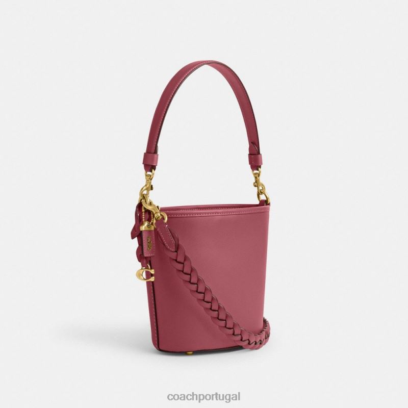 Coach mulheres bolsa bucket dakota 16 com trança b4/vermelho 6B20P15