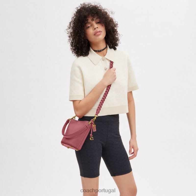 Coach mulheres bolsa bucket dakota 16 com trança b4/vermelho 6B20P15