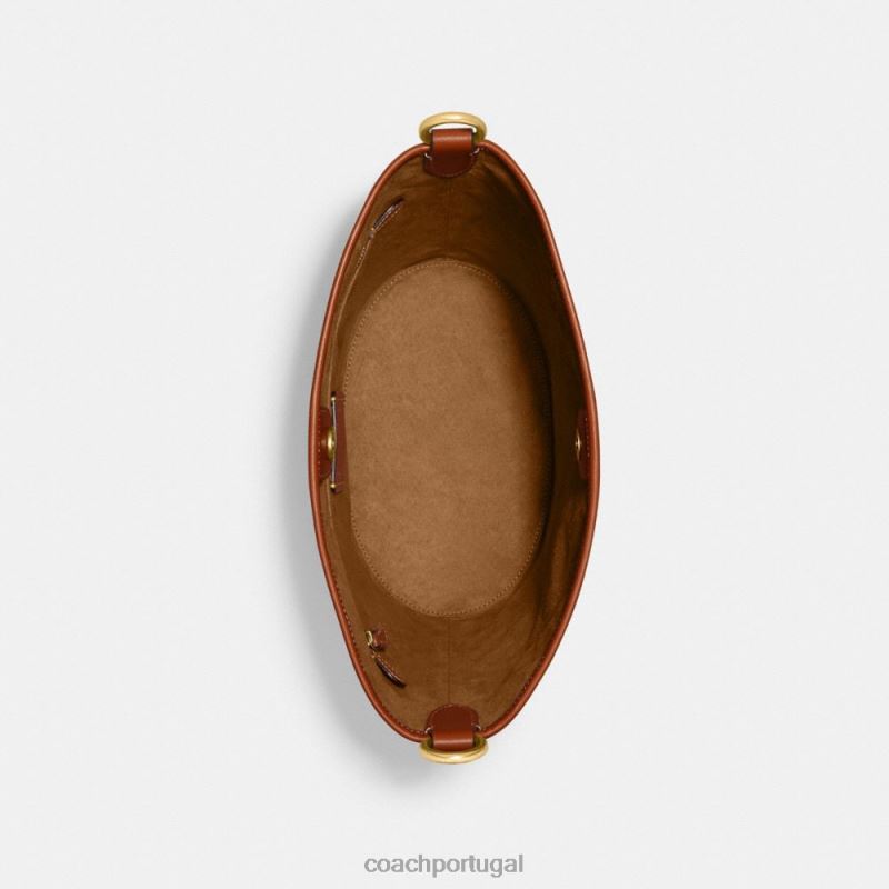 Coach mulheres bolsa bucket dakota com estampa de cavalo e carruagem b4/giz âmbar polido 6B20P23