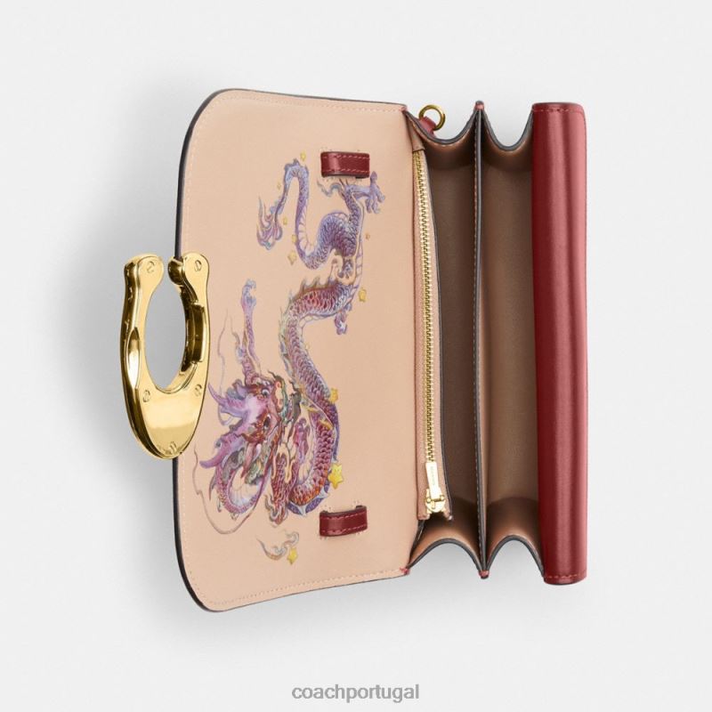 Coach mulheres bolsa ídolo de ano novo com dragão re/vermelho rubi 6B20P34