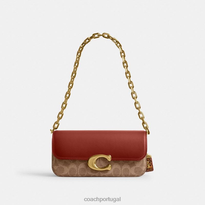 Coach mulheres bolsa idol 23 em lona exclusiva com detalhe de pele de cobra b4/ferrugem bronzeada 6B20P36