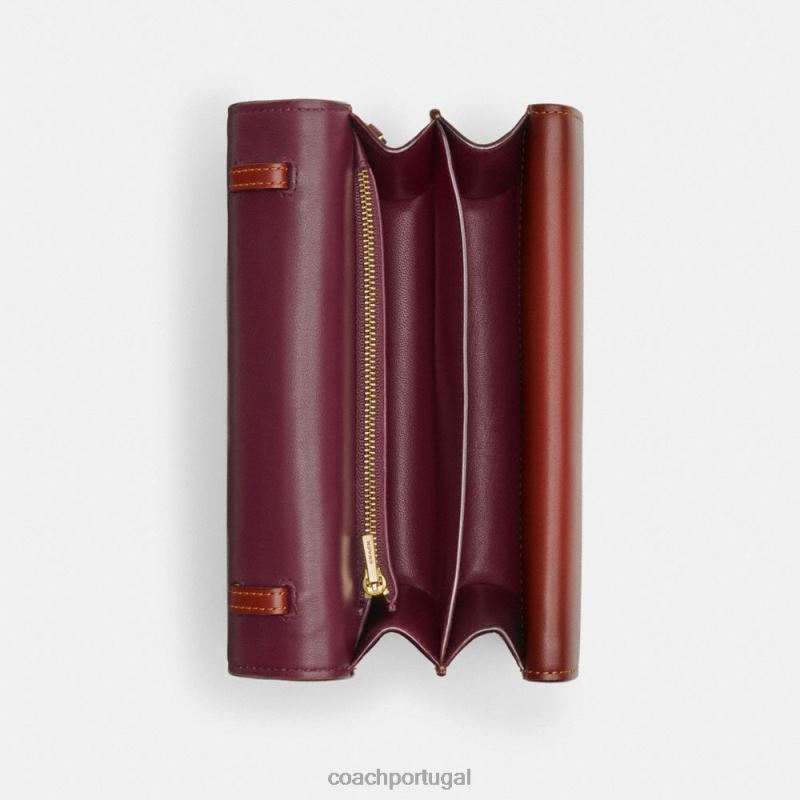 Coach mulheres bolsa idol em lona exclusiva com detalhes de pele de cobra b4/ferrugem bronzeada 6B20P46